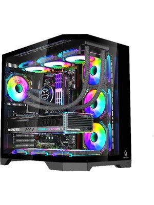 GM Game Master F-7 Edge 7x Argb Pwm Fan Siyah Atx Akvaryum Gaming Kasa Oyuncu Kasası