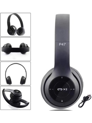 Angelphoto  P68 Siyah Bluetooth Kafa Üstü Kulaklık Fm Radyolu Aux Hediyeli