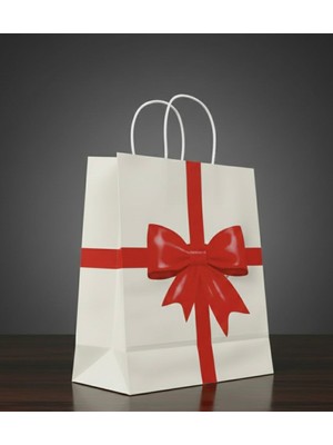 e ERTA Kurdele Desenli Kraft Çanta 25X31 cm 20 Adet Hediye Poşeti , Hediye Paketi , Kraft Kağıt Çanta