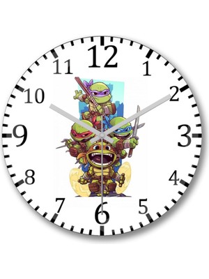 PremiumPort Ninja Turtles Temalı Duvar Saati, Şık ve Modern Tasarım, Gerçek Cam Yüzey
