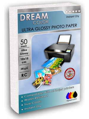 Angelphoto  Epson 3151, L3250, L3251, L3156, L3256 Uyumlu Ultra Parlak Fotoğraf Kağıdı 10X15 240 gr 50 Yaprak