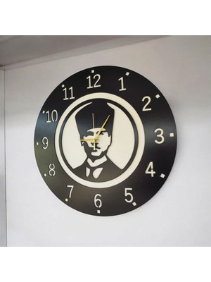 PremiumPort Siyah Ahşap Sayılı Öğretmen Yılbaşı Duvar Saati 50CM