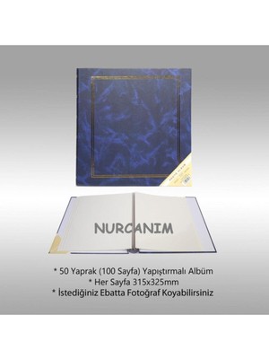 Angelphoto  50 Yaprak [100 Sayfa] 31X32CM Ciltbezli Manyetik Yapışkanlı Fotoğraf Albümü Lacivert