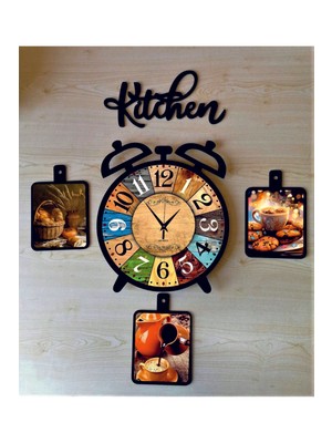 PremiumPort Ahşap Retro Dekoratif Mutfak Saati, Şık ve Zarif Tasarım
