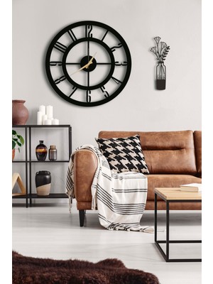 PremiumPort Modern Dekoratif Duvar Saati ve Vazo Tablo Seti 48X48 cm