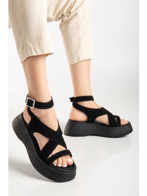 Miss Zülüf Kadın 5 cm Topuk Hafif Taban Dolgulu Sandalet