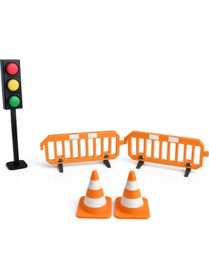M&D Design 5’li Oyuncak Trafik Seti – Trafik Lambası, Bariyer ve Koni Figürleri Eğitici Set