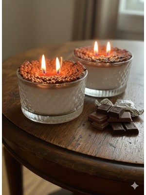 MumKusag Çikolata Süslemeli Tasarım Kokulu Mum