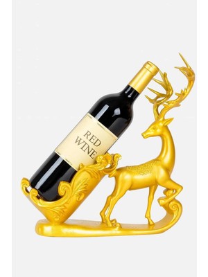 GezegenX Yılbaşı Motifli, Geyik Figürlü, Şık ve Dekoratif Şarap Şişesi Standı, Şaraplık, Şarap Şişe Tutucu