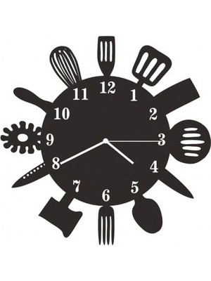 PremiumPort Şık ve Modern 41 cm Mutfak Saati, Zarif Çatal Bıçak Tasarımı