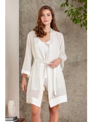 Pierre Cardin Saten Ekru Dörtlü Gelin Çeyiz Seti 7085