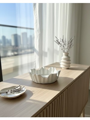 Silver Şekilli Dalgalı Modern (Wawe) El Yapımı Dekoratif Tabak