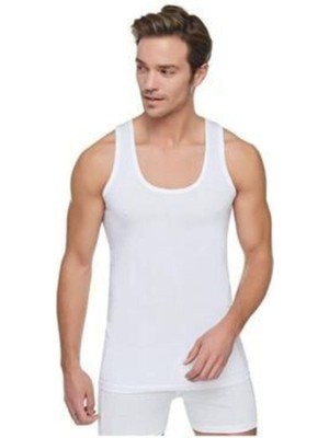 Tutku Seher Yıldız 12'li Paket Klasik Erkek Atlet-Beyaz Siyah-L