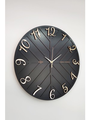 PremiumPort Modern Siyah ve Gold Dekoratif Duvar Saati 50X50CM Sessiz Mekanizma