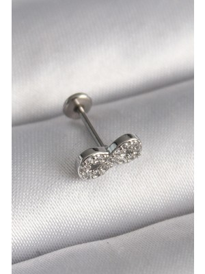 Eco Lounge 316L Çelik Gümüş Renk Zirkon Taşlı Sonsuzluk Model Tragus Piercing