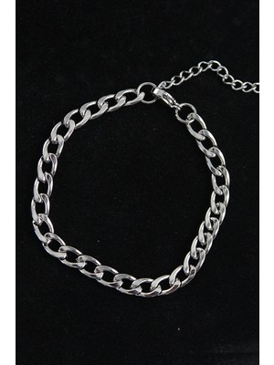 Eco Lounge 316L Çelik Kalın Klasik Model Gümüş Renk Erkek Bileklik