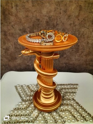 GezegenX Şık Altın Rengi Takı Standı Yılan Dekoratif Takı Sergisi Takılık Takı Organizeri