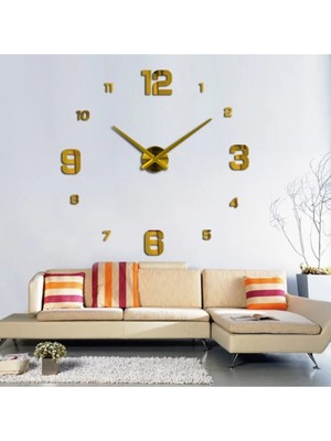 PremiumPort Şık 3D Aynalı Büyük Boy Duvar Saati, Modern Iç Mekan Dekoru