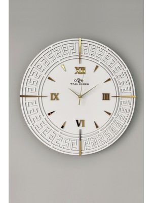 PremiumPort Şık Beyaz ve Altın Detaylı Aynalı Duvar Saati 50X50CM