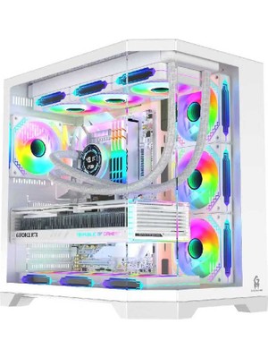 GM Game Master F-7 Edge 7x Argb Pwm Fan Beyaz Atx Akvaryum Gaming Kasa Oyuncu Kasası