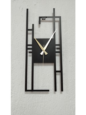 PremiumPort Şık Siyah Metal Dikdörtgen Duvar Saati, Ev ve Ofis Dekoru, 60X26 cm