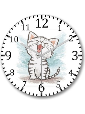 PremiumPort Renkli Cats Yavru Duvar Saati, Bombeli Gerçek Cam, Şık Dekorasyon Parçası