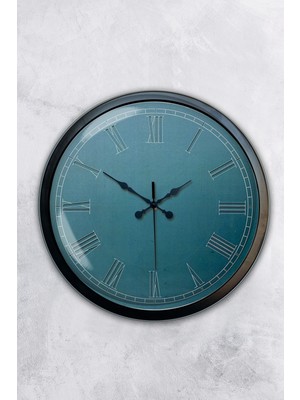 PremiumPort 40 cm Siyah Metal Turkuaz Duvar Saati ile Şık ve Modern Dekorasyon