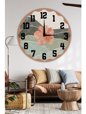 PremiumPort Büyük Boy Ahşap Modern Yuvarlak Duvar Saati, Ev ve Salon Dekoru