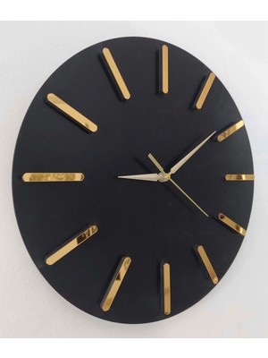 PremiumPort Siyah ve Gold Detaylı 35 cm Sessiz Çalışan Duvar Saati