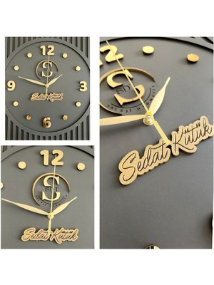 PremiumPort Özel Tasarımlı 50X50 cm Kare Altın Rakamlı Duvar Saati