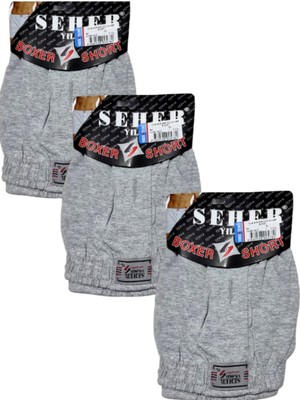 Tutku Seher Yıldız 3'lü Erkek Penye Boxer-Gri-S