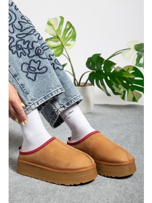 Favorispor Kadın Kışlık Kalın Taban Süet Platform Terlik