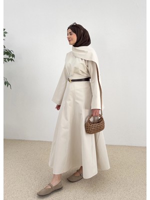 Moda Aksa 6013 Atkılı Etek Takım Bej