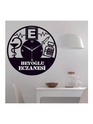 PremiumPort Kişiye Özel Eczane Temalı Duvar Saati, Isim ve Mesaj Ile Özelleştirilebilir