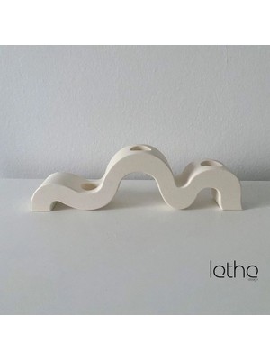 Lethe Studio Design Dalga Formlu 3’lü Beton Şamdan Mumluk, Minimalist Dekoratif Masa Üstü Mumluk