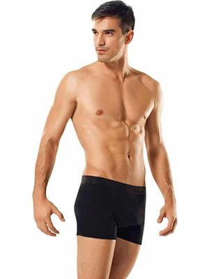 Tutku Erkek Likralı Elastan Boxer Siyah-4 Renk 6'lı Paket Standart Beden Desensiz Konfor