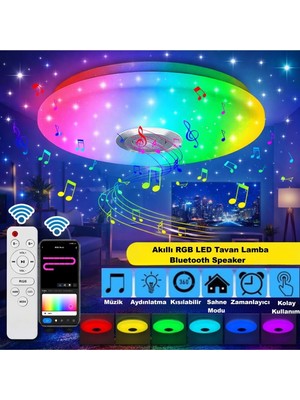 Hymark Akıllı Tavan Smart Life Rgb LED Lamba Bluetooth Müzik 60W 220V Dekoratif Aydınlatma