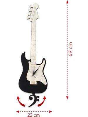 PremiumPort Dekoratif Bas Gitar Sarkaçlı Duvar Saati, Modern ve Şık Tasarım