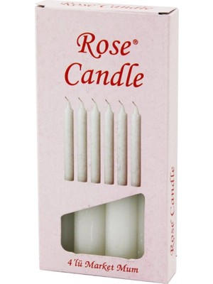 4pcs - Kalın   Çap=2cm - UZUNLUK=15CM     Beyaz Klasik  Market Mum (4887)