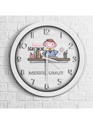 PremiumPort Kişiye Özel Ahşap Duvar Saati, Öğretmen Için Şık Dekorasyon Parçası