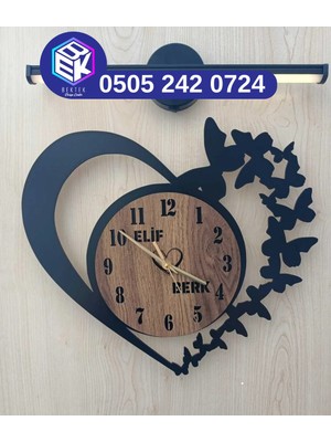 PremiumPort Kişiye Özel Ahşap Sessiz Duvar Saati, Şık Yılbaşı Hediye Seçeneği