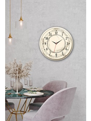 PremiumPort Şık Cam Saat, Classic Cream, 40 cm Çap, Modern Tasarım