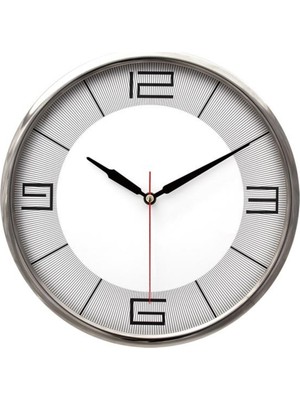 PremiumPort Şık Metal Çerçeveli Büyük Beyaz Duvar Saati - Ø320 mm