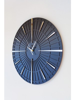 PremiumPort Şık Siyah Gümüş Dekoratif Duvar Saati 37X37CM Sessiz Mekanizma