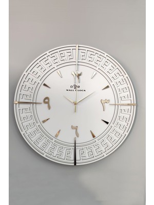 PremiumPort Beyaz ve Altın Renkli 50X50CM Şık Duvar Saati, Zarif Tasarım ve Sessiz Çalışma