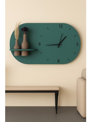 PremiumPort Modern Yeşil Nera Duvar Saati 75X45, Şık ve Fonksiyonel Tasarım