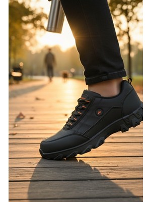 Enoch Erkek Siyah Turuncu Waterproof Outdoor Trekking ve Doğa Yürüyüş Ayakkabısı