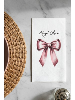 Pembe Fiyonk Desenli 16'lı Çift Katlı Lüks Kağıt Peçete