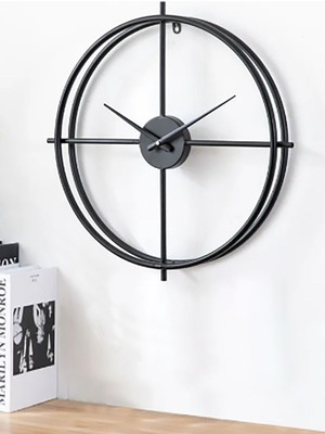 PremiumPort Ispanyol ve Iskandinav Tarzı Siyah Ferforje Orta Boy Duvar Saati