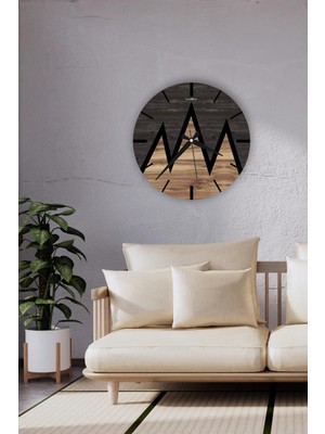 PremiumPort Modern Ahşap Duvar Saati, Salon Için Şık ve Sessiz Tasarım, 42CM
